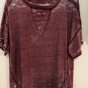 Free People Burgundy distressed tee